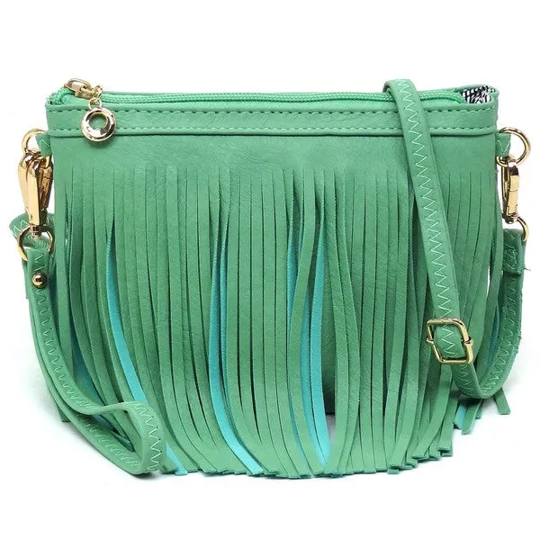 FASHNZFAB Western Fringe Clutch Cross Body Bag
