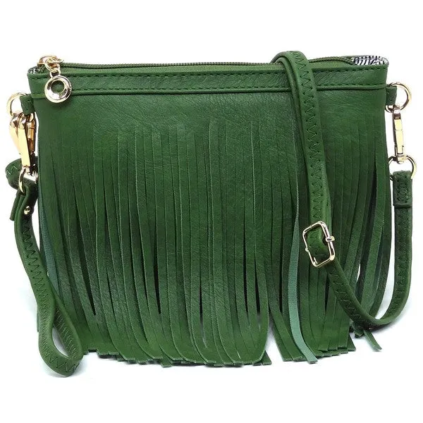 FASHNZFAB Western Fringe Clutch Cross Body Bag