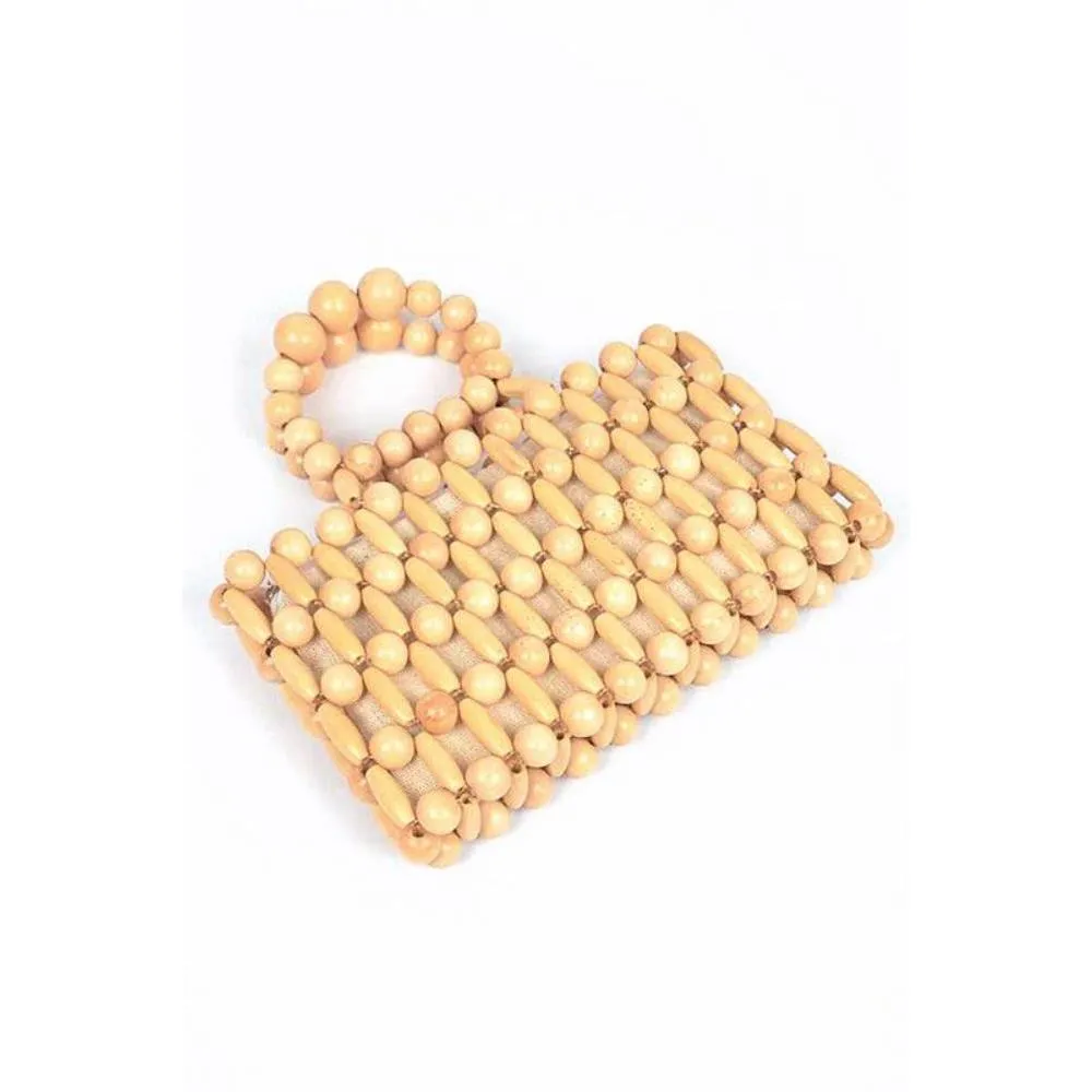 FASHNZFAB Wooden Beads Top Handle Small Clutch