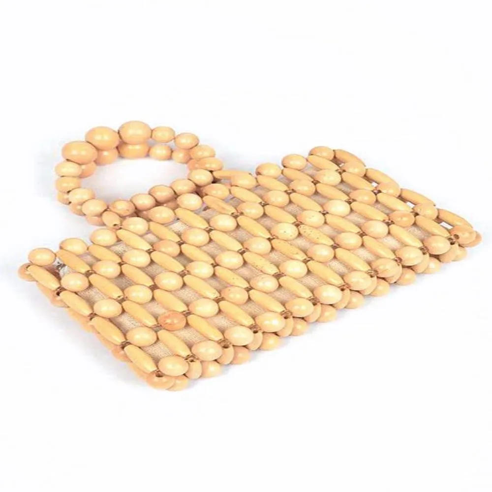 FASHNZFAB Wooden Beads Top Handle Small Clutch