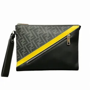 Fendi Zucca yellow Leather Clutch Bag (Pre-Owned)