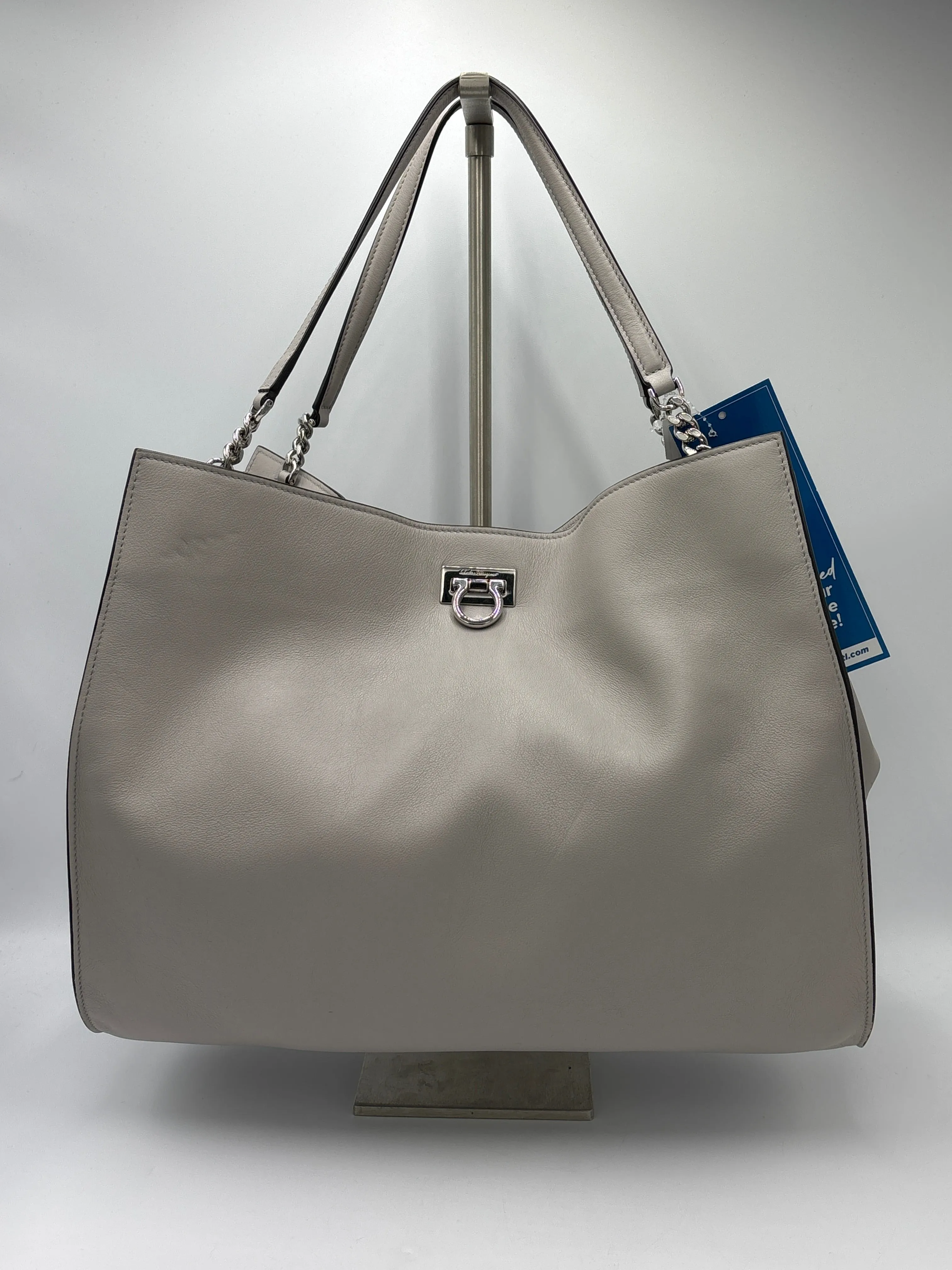 Ferragamo Gancini Clasp Leather Luxury Tote w/ Pouchette