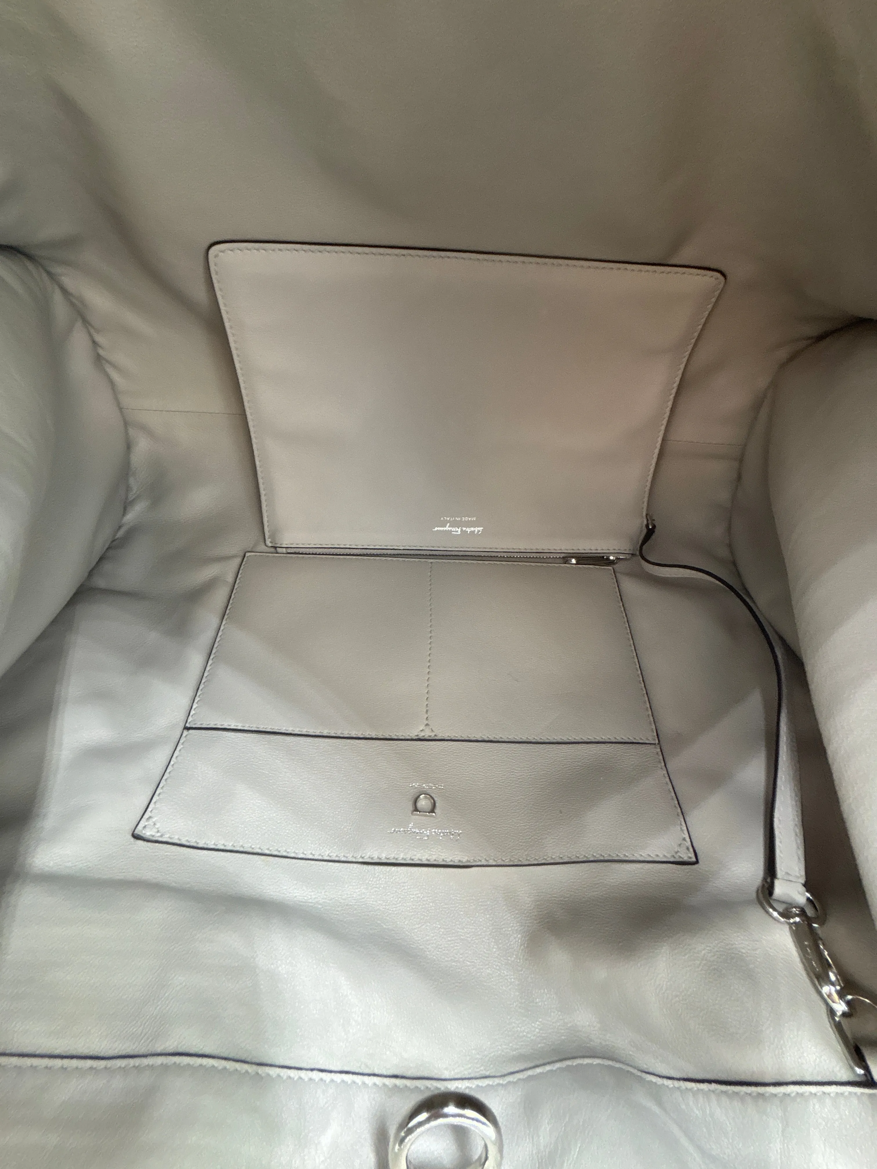Ferragamo Gancini Clasp Leather Luxury Tote w/ Pouchette