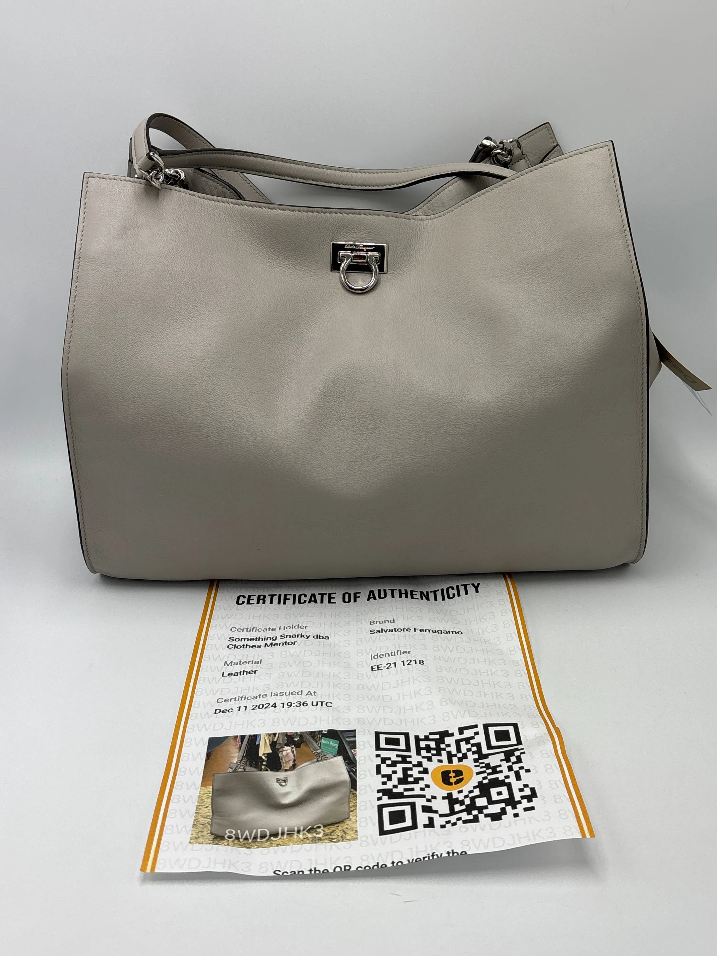 Ferragamo Gancini Clasp Leather Luxury Tote w/ Pouchette
