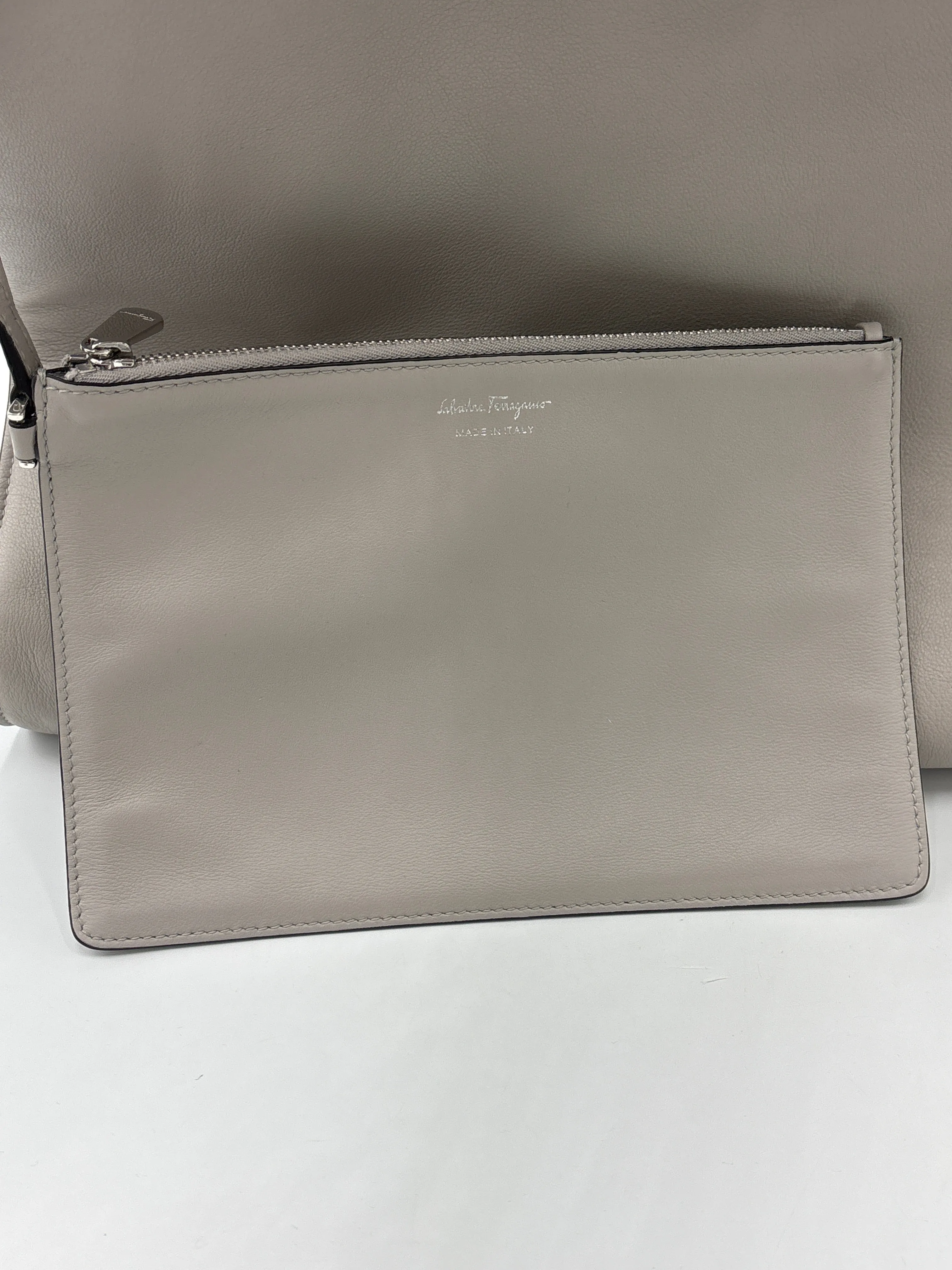 Ferragamo Gancini Clasp Leather Luxury Tote w/ Pouchette