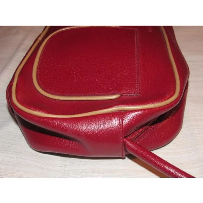 Furla Vintage Pursesdesigner Purses Dark Red Leather With Tan Leather Accents Shoulder Bag