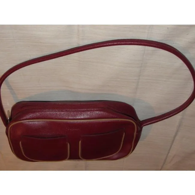 Furla Vintage Pursesdesigner Purses Dark Red Leather With Tan Leather Accents Shoulder Bag