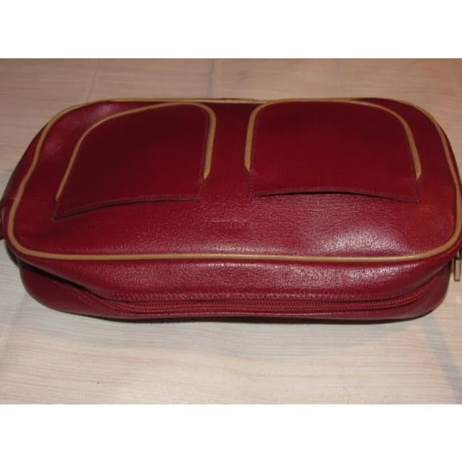 Furla Vintage Pursesdesigner Purses Dark Red Leather With Tan Leather Accents Shoulder Bag