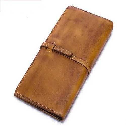 Green Womens Leather Slim Long Wallet Bifold Leather Wallet Womens Long Purse for Ladies