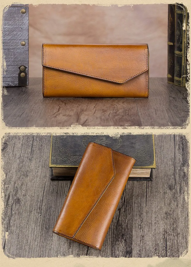 Grey Geometric Womens Genuine Leather Tan Long Wallet Red Clutch Phone Purses for Ladies