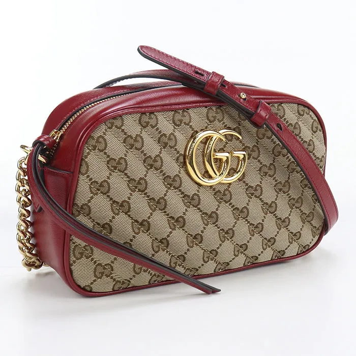 GUCCI 447632 Shoulder Bag GG Marmont Small camera bag GG canvas, leather beige Women