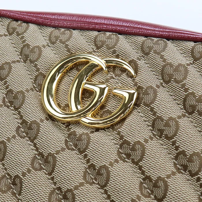 GUCCI 447632 Shoulder Bag GG Marmont Small camera bag GG canvas, leather beige Women
