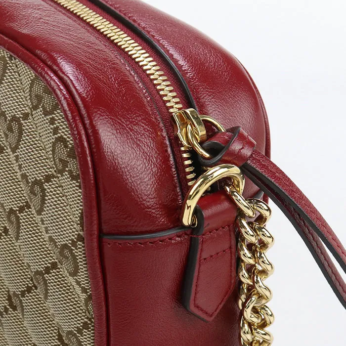 GUCCI 447632 Shoulder Bag GG Marmont Small camera bag GG canvas, leather beige Women