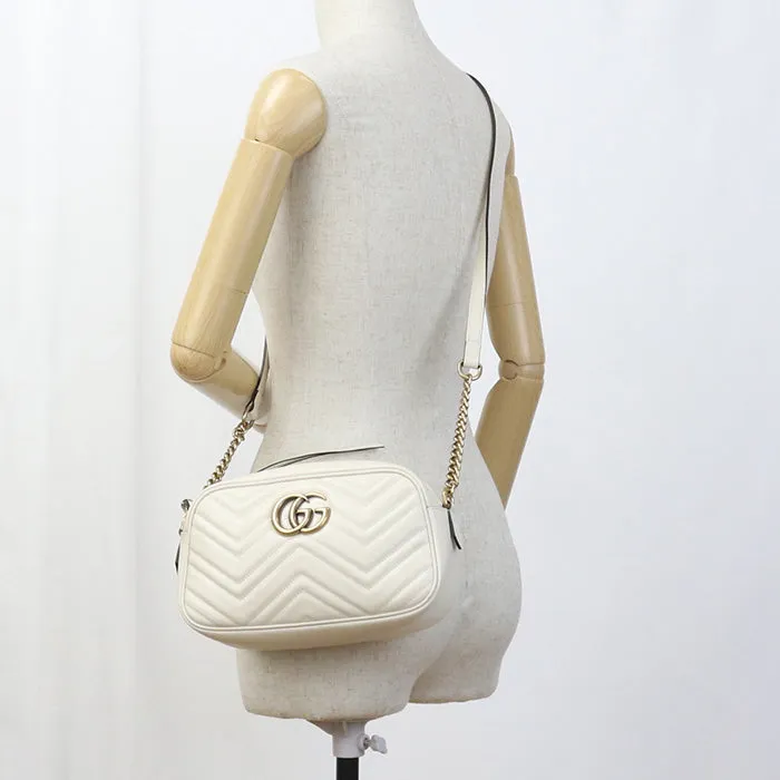 GUCCI 447632 Shoulder Bag GG Marmont Small Shoulder Bag/Quilted Pochette Bag leather white Women