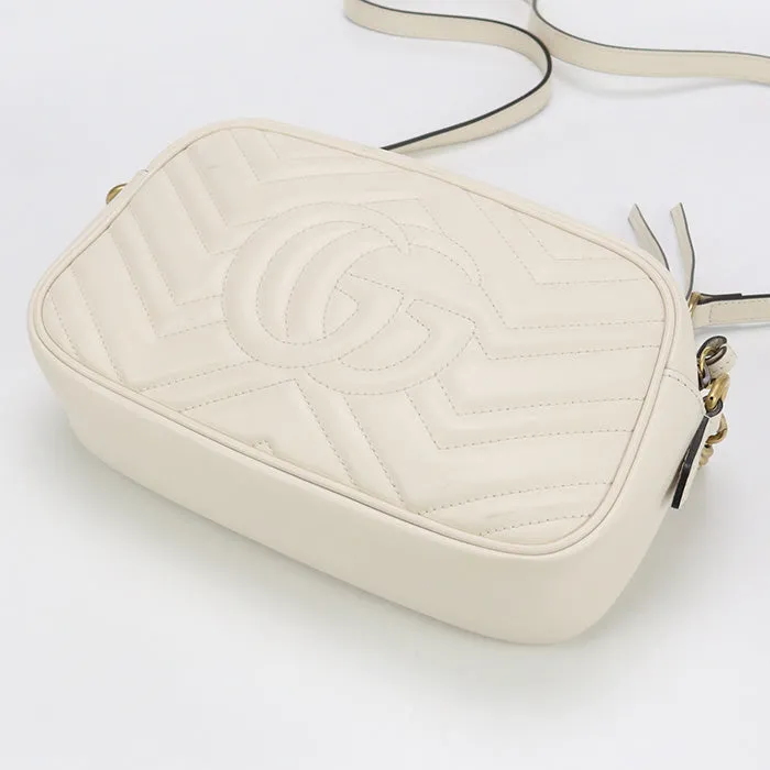 GUCCI 447632 Shoulder Bag GG Marmont Small Shoulder Bag/Quilted Pochette Bag leather white Women