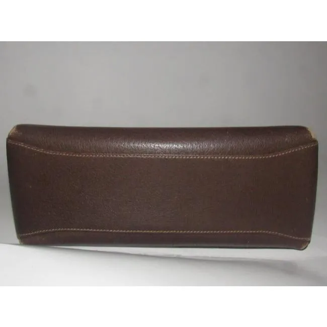 Gucci Boxy Structured Kelly Top Handle Purse Brown Leather Shoulder Bag