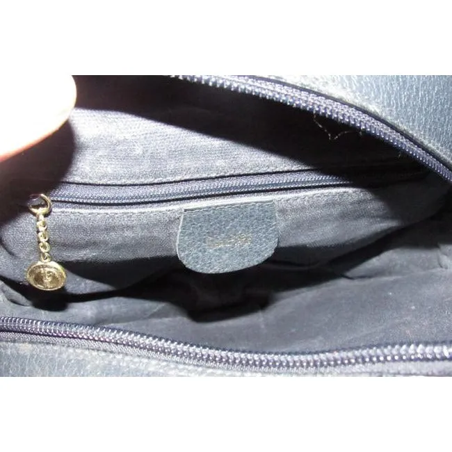Gucci Diagonal Logo Print Canvas Canteen Satchel Blue Gg Leather Shoulder Bag