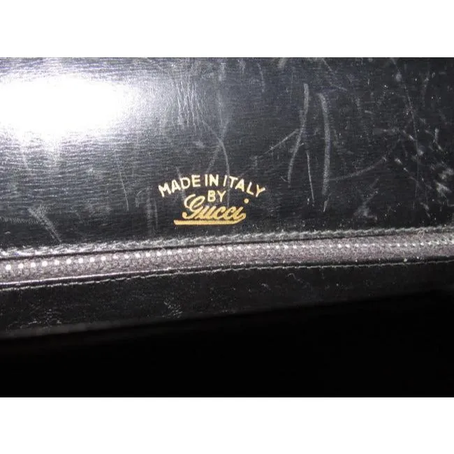 Gucci Early Saddle With Sherry Stripes Black Leather And Gg Leather Shoulder Bag