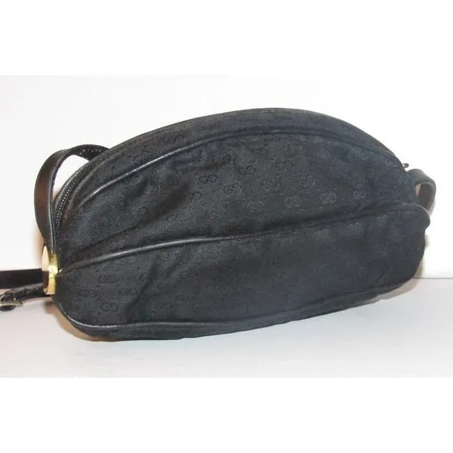 Gucci Guccissima Football Shape Cross Bodyshoulder Purses Black Micro G Print Leather And Canvas Sat