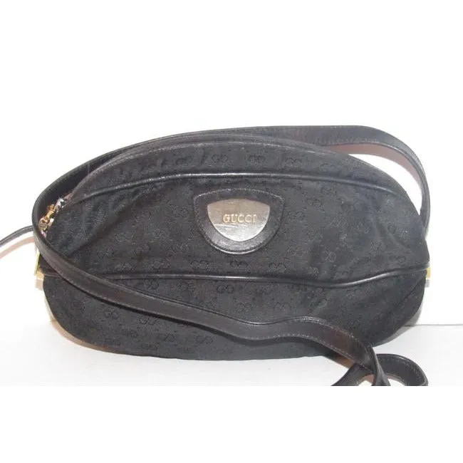 Gucci Guccissima Football Shape Cross Bodyshoulder Purses Black Micro G Print Leather And Canvas Sat