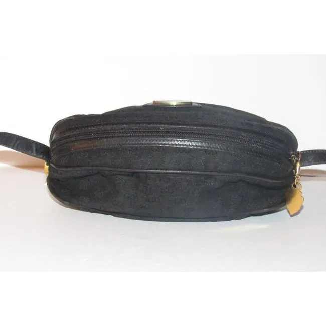 Gucci Guccissima Football Shape Cross Bodyshoulder Purses Black Micro G Print Leather And Canvas Sat