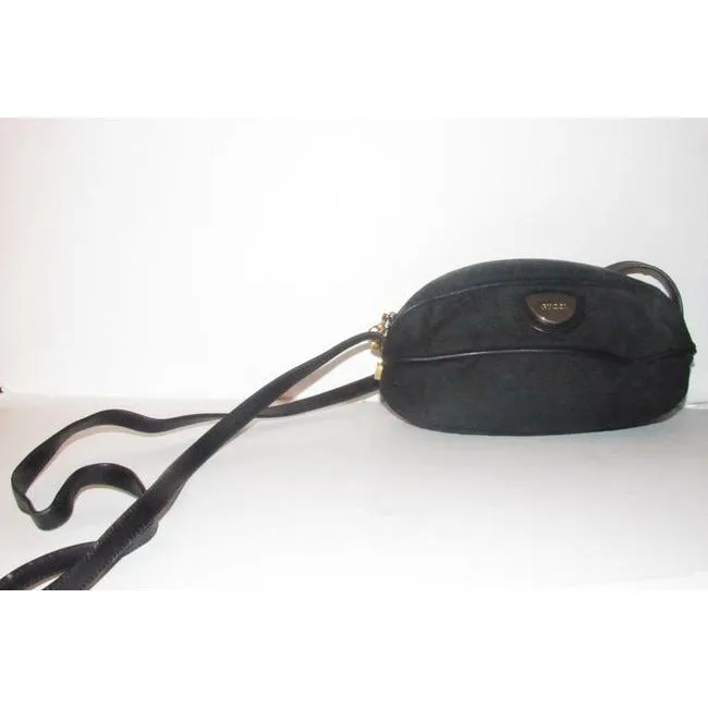 Gucci Guccissima Football Shape Cross Bodyshoulder Purses Black Micro G Print Leather And Canvas Sat