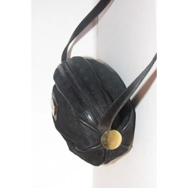 Gucci Guccissima Football Shape Cross Bodyshoulder Purses Black Micro G Print Leather And Canvas Sat