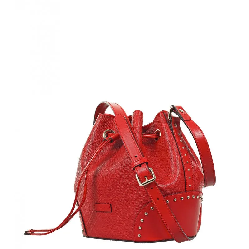 Gucci Red Diamante leather bucket bag