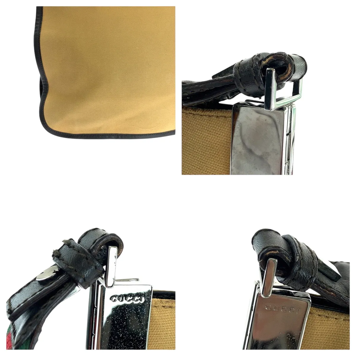 GUCCI Shoulder Bag 001 4321 canvas Brown red green Sherry line