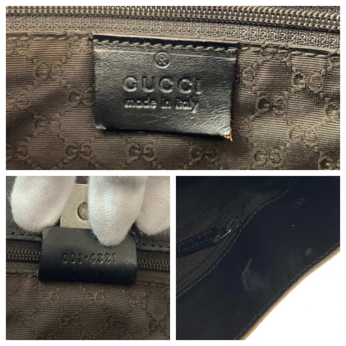 GUCCI Shoulder Bag 001 4321 canvas Brown red green Sherry line