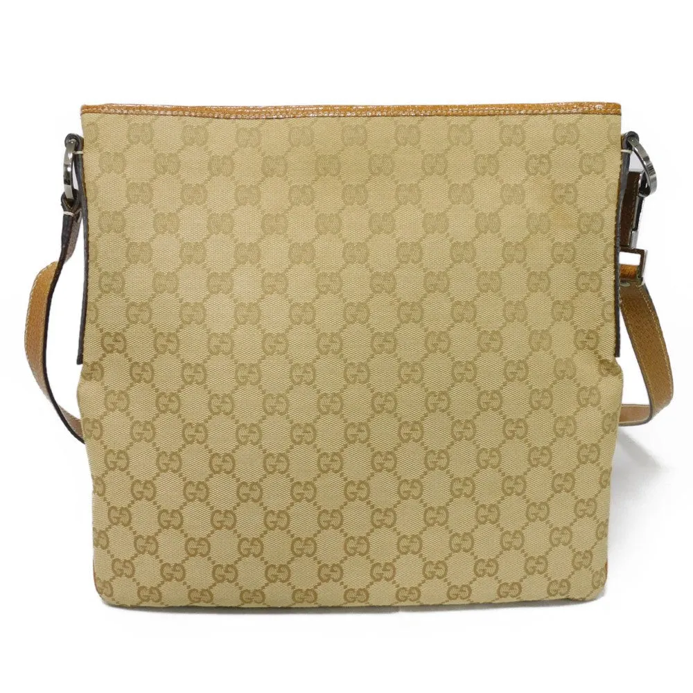 GUCCI Shoulder Bag 113013 GG canvas x pigskin beige Double G Brown Crossbody GG canvas Messenger bag unisex(Unisex) Used