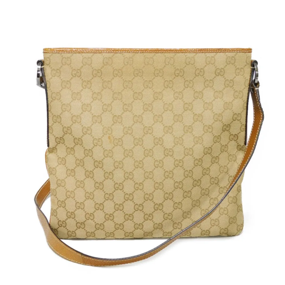 GUCCI Shoulder Bag 113013 GG canvas x pigskin beige Double G Brown Crossbody GG canvas Messenger bag unisex(Unisex) Used