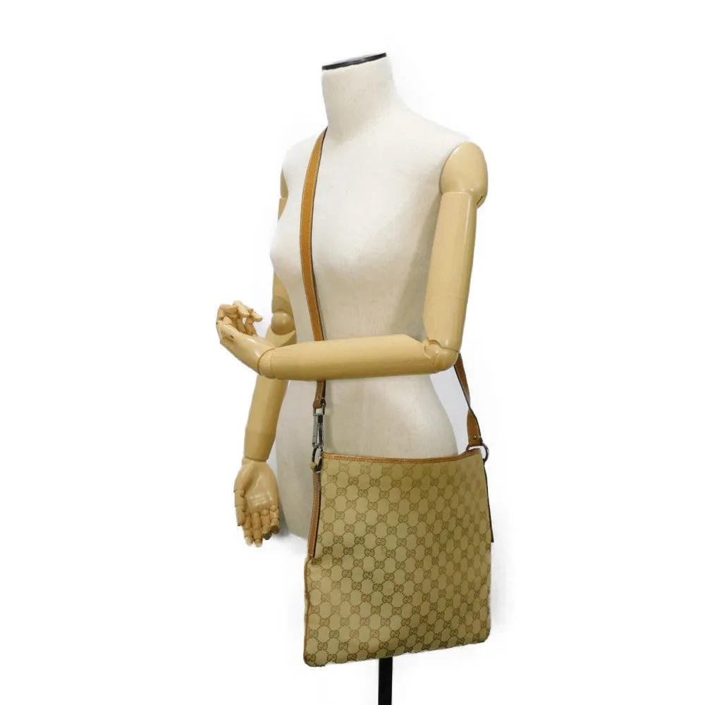 GUCCI Shoulder Bag 113013 GG canvas x pigskin beige Double G Brown Crossbody GG canvas Messenger bag unisex(Unisex) Used