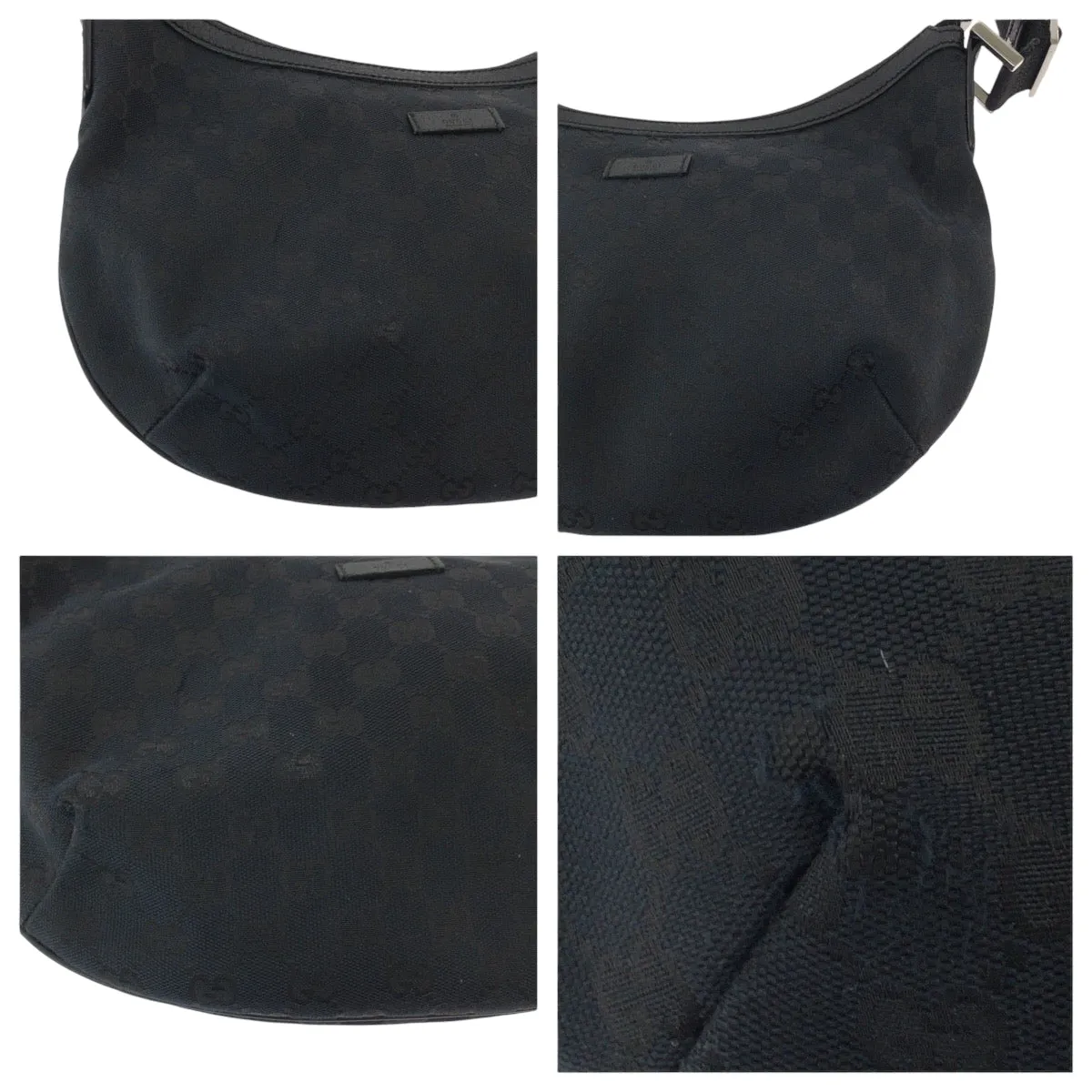 GUCCI Shoulder Bag 131092 GG canvas Black SilverMetal Shoulder Bag pochette Women Used