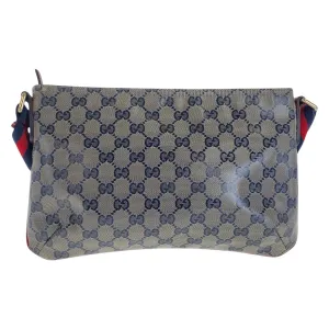 GUCCI Shoulder Bag 189749 Coated canvas Navy Sherry line GG crystal