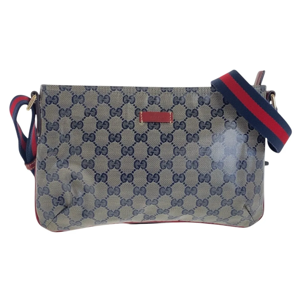 GUCCI Shoulder Bag 189749 Coated canvas Navy Sherry line GG crystal