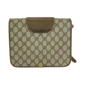 GUCCI Shoulder Bag GG canvas, leather Brown Gold Metal Crossbody Shoulder Bag Old Gucci Women Used