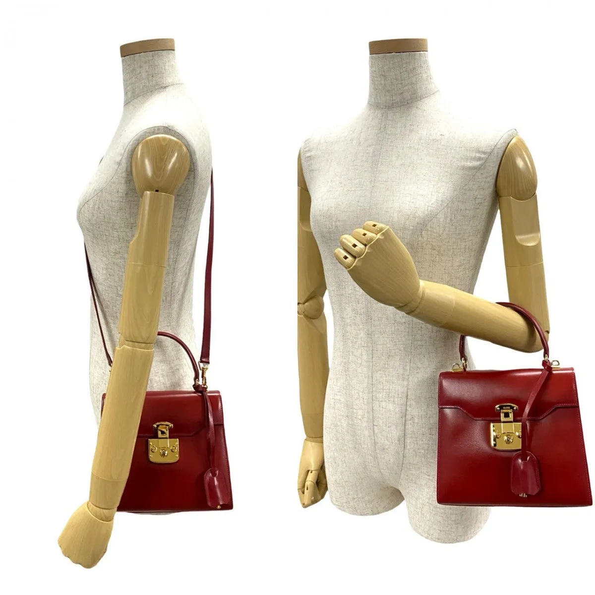 GUCCI Shoulder Bag leather Red Ready lock