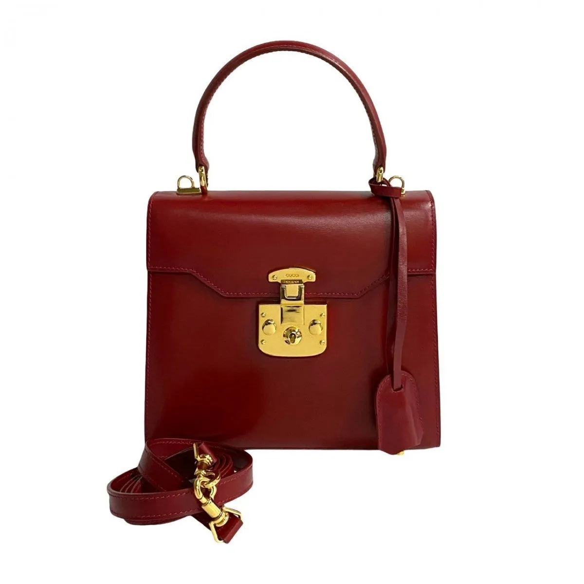 GUCCI Shoulder Bag leather Red Ready lock