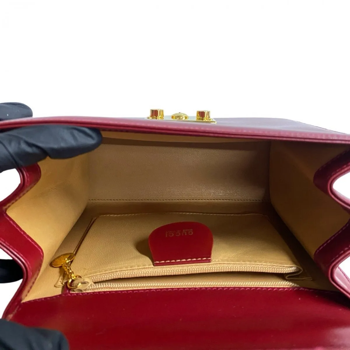 GUCCI Shoulder Bag leather Red Ready lock