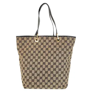 GUCCI Tote Bag 002 1098 GG canvas, leather Black GoldMetal Tote Bag Shoulder Bag Women Used