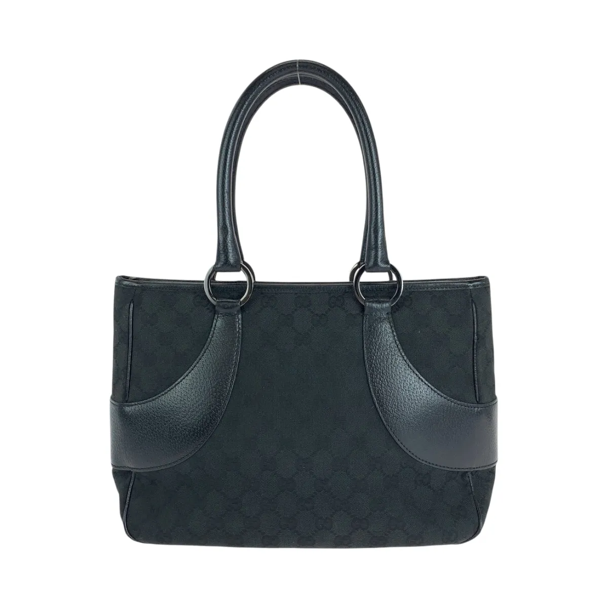 GUCCI Tote Bag 113011 GG canvas, leather Black SilverMetal Tote Bag Shoulder Bag Women Used