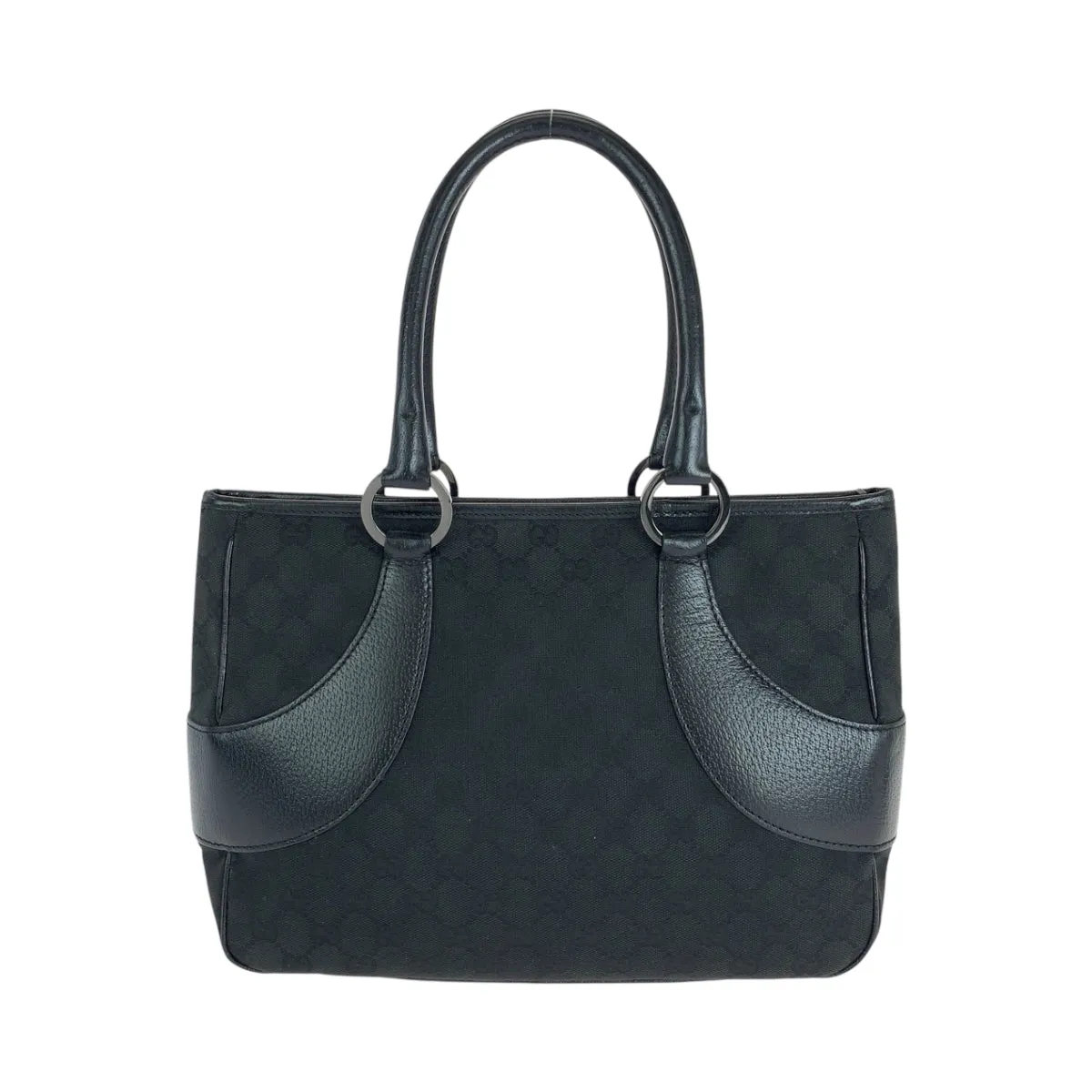 GUCCI Tote Bag 113011 GG canvas, leather Black SilverMetal Tote Bag Shoulder Bag Women Used