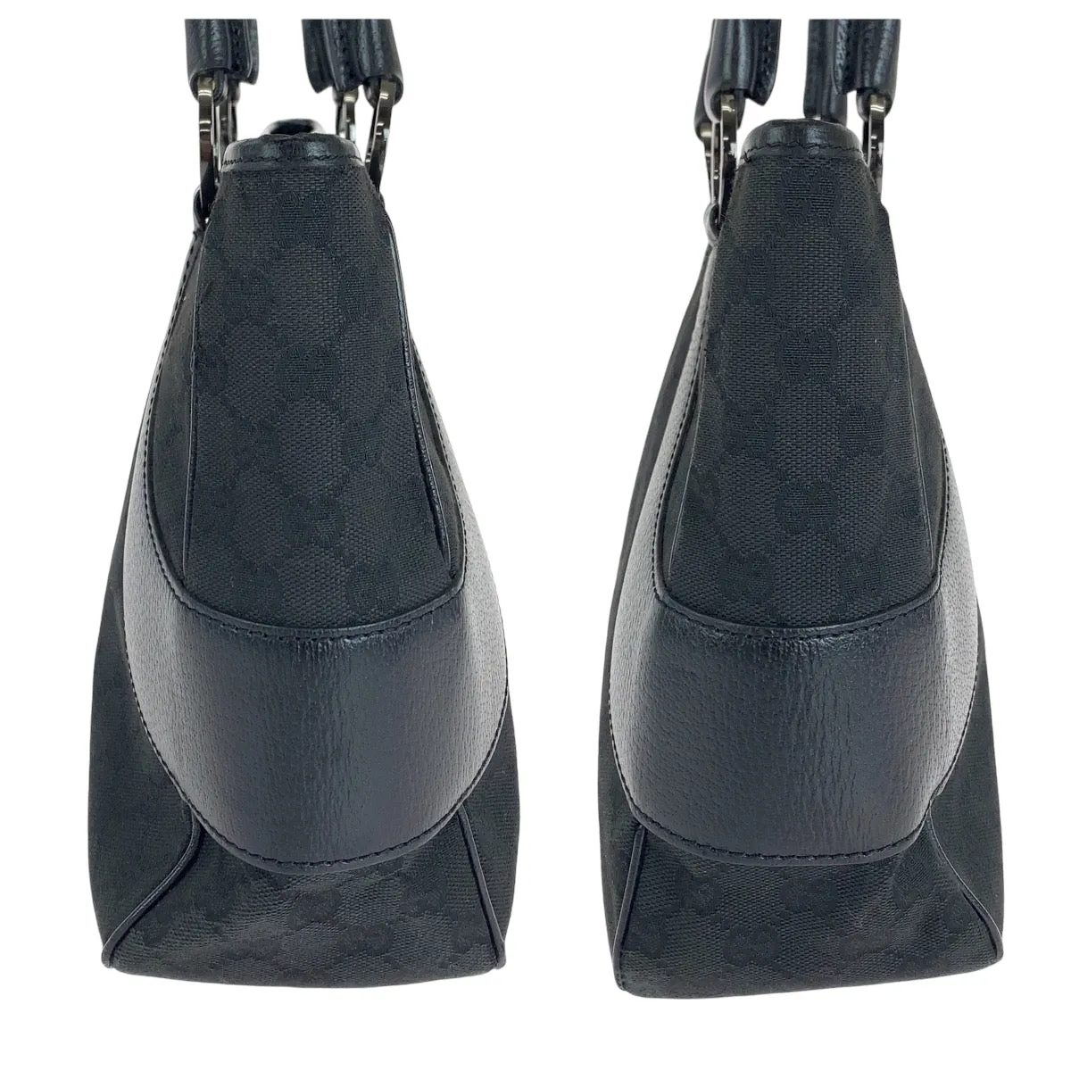 GUCCI Tote Bag 113011 GG canvas, leather Black SilverMetal Tote Bag Shoulder Bag Women Used