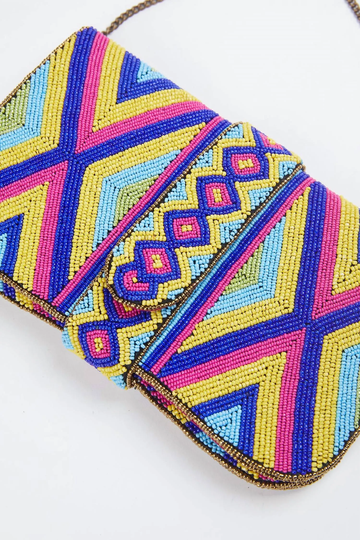 Heera Handmade Beaded Shoulder Clutch Bag In Multi