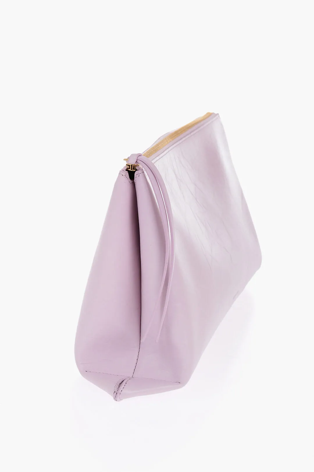 Jil Sander Craquel Leather Clutch With Zip Closure