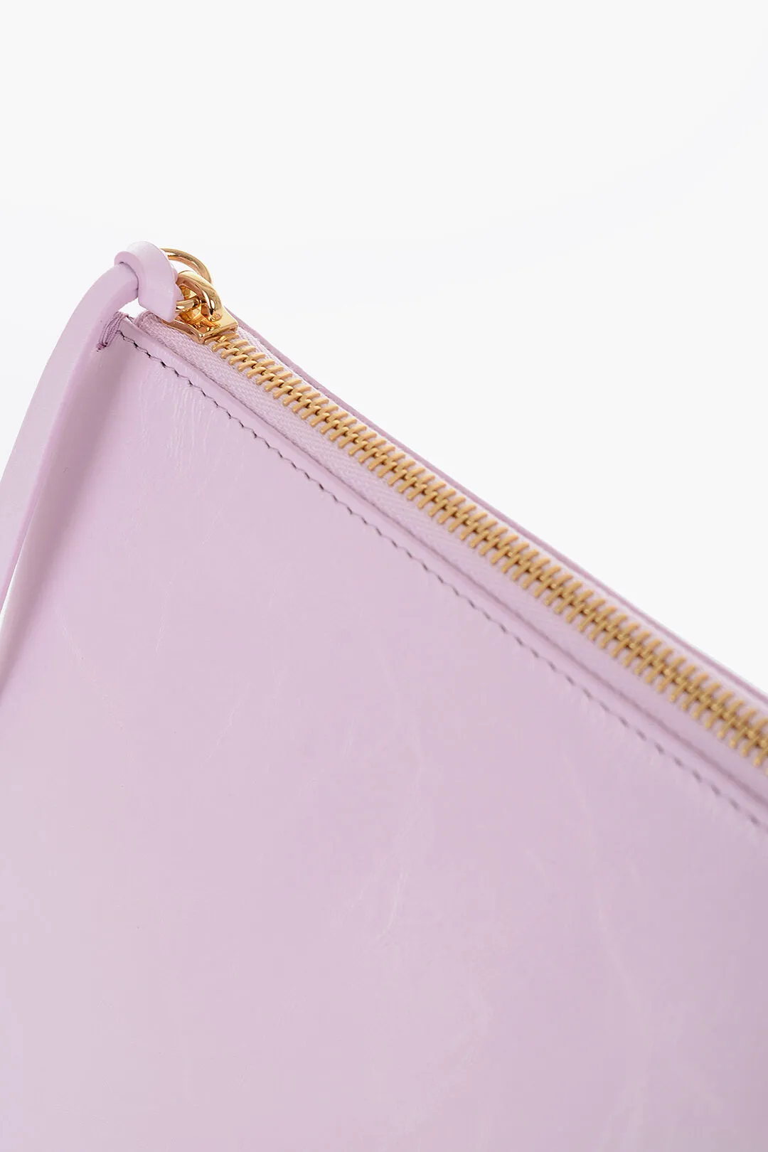 Jil Sander Craquel Leather Clutch With Zip Closure