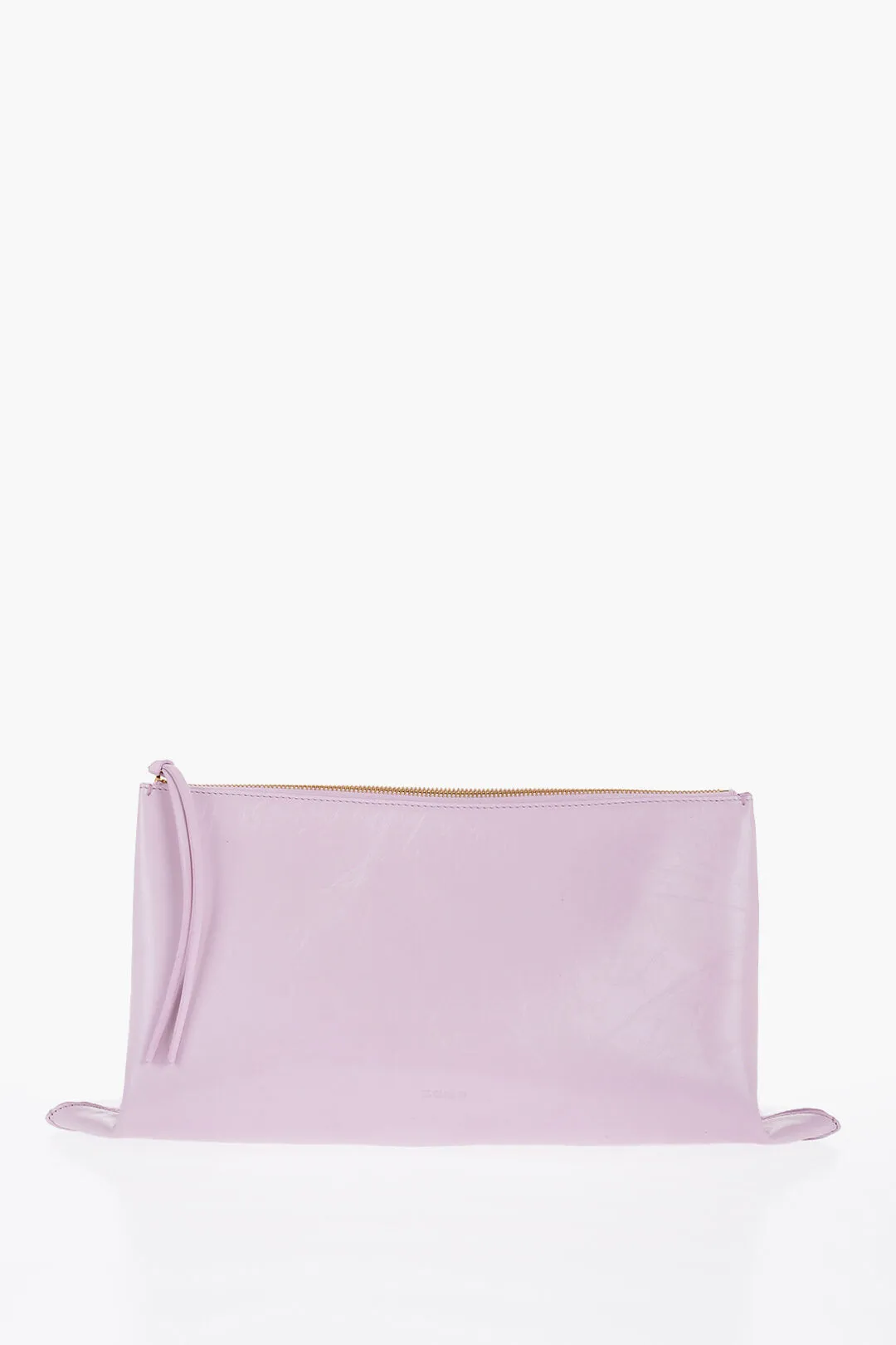 Jil Sander Craquel Leather Clutch With Zip Closure