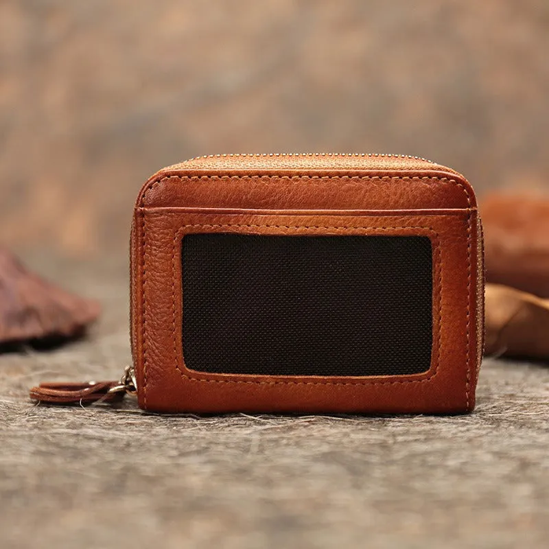 Leather Zipper Card Wallets Cute Small Women Double Zip Card Wallets For Ladies