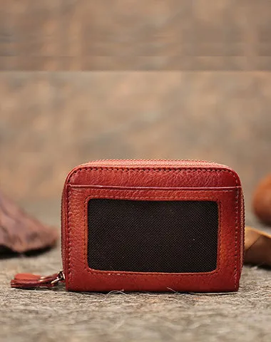 Leather Zipper Card Wallets Cute Small Women Double Zip Card Wallets For Ladies
